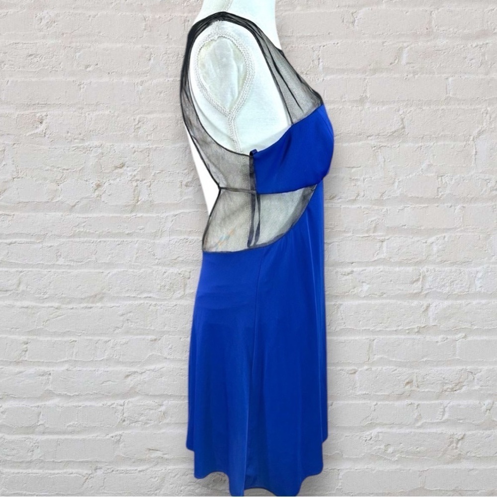 NTW BCBGMaxAzria "Waverly" Royal Blue Cocktail / Party Dress w/ Sheer Detail-M - Picture 4 of 9
